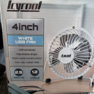 White USB Mini Desk Fan 4 inch