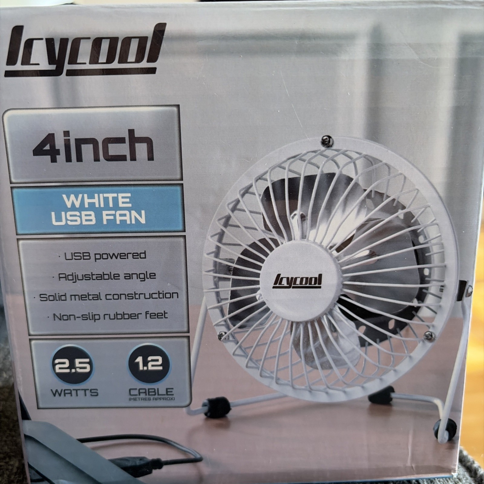 White USB Mini Desk Fan 4 inch - Image 2